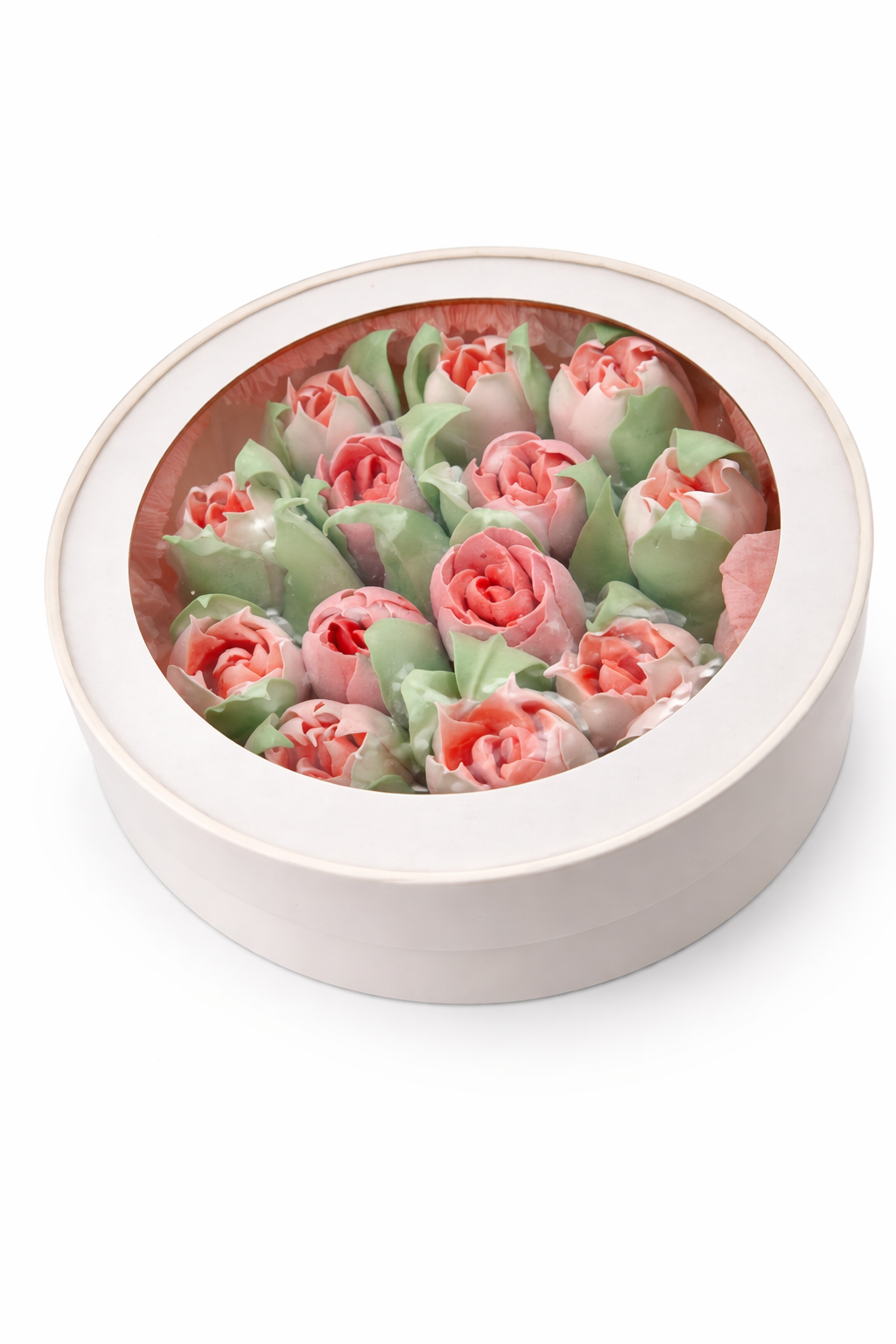 Круглая коробочка с тюльпанами