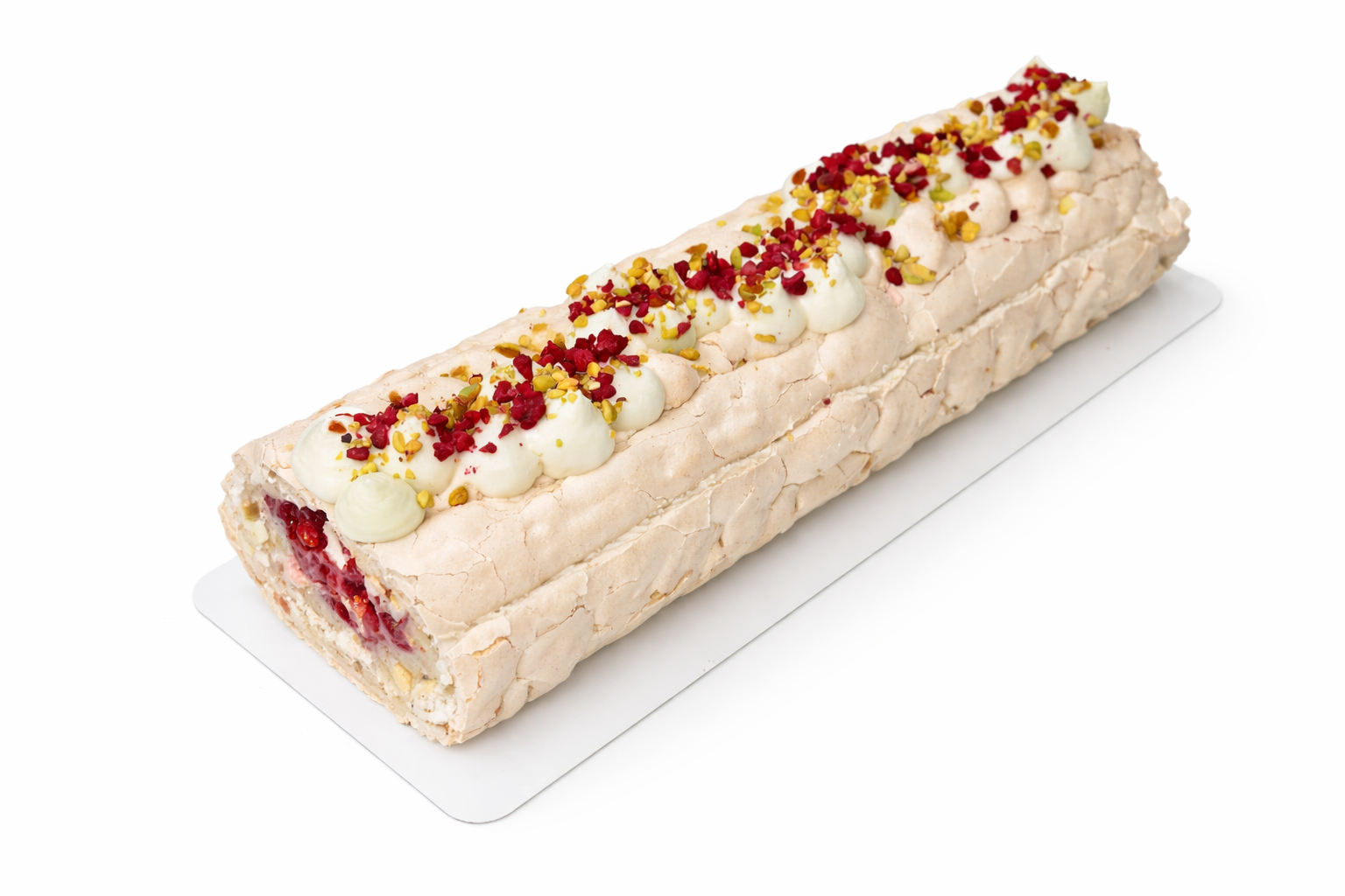 Меренговый рулет фисташка-малина